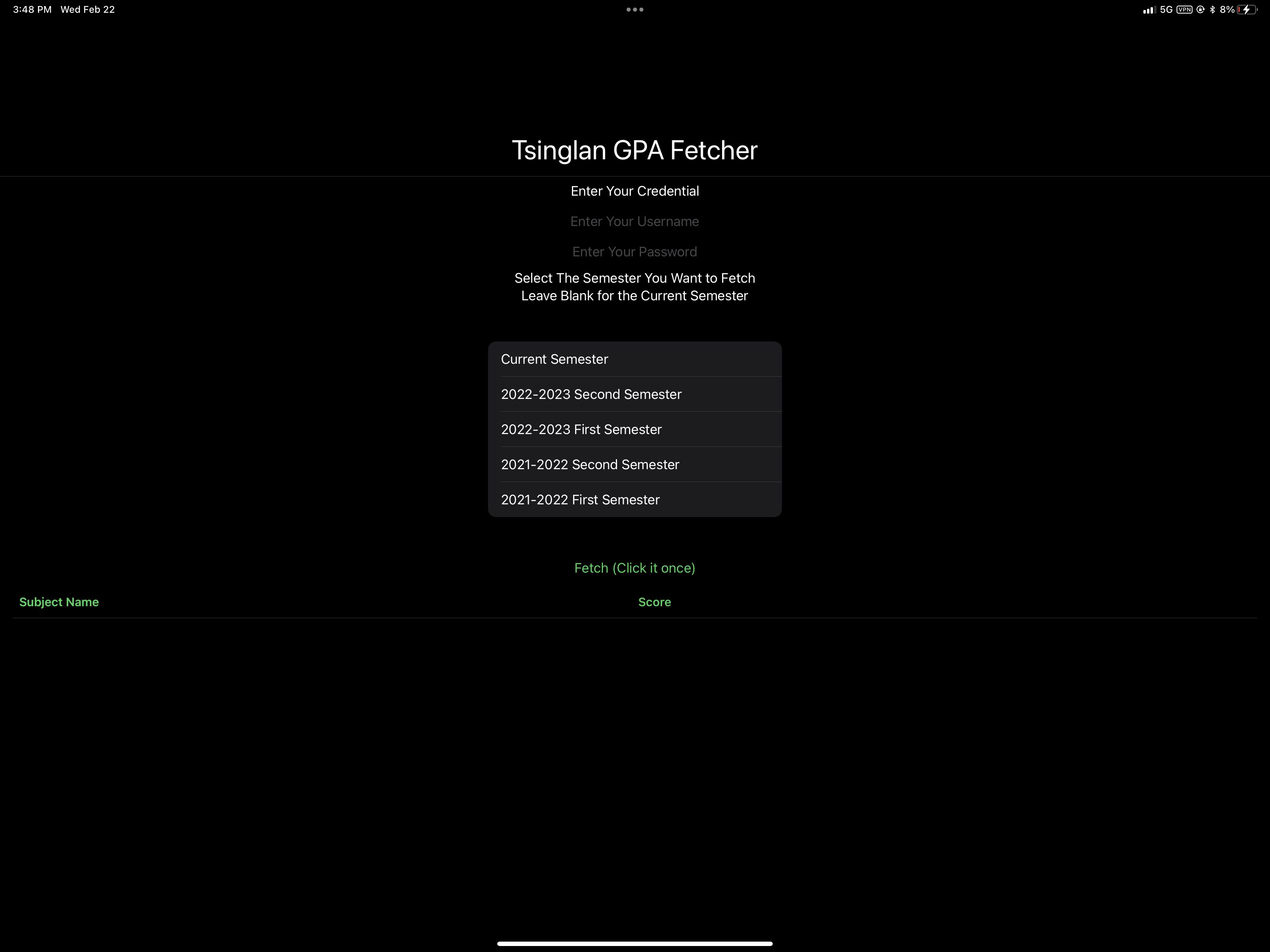 Tsinglan GPA Fetcher iPad Dark